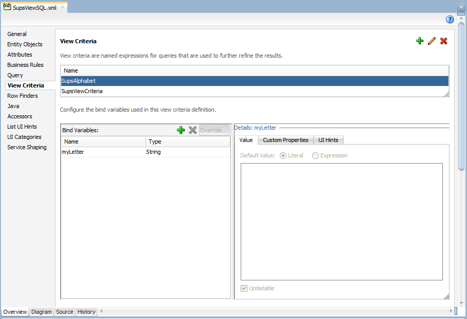 View Criteria With Bind Variables